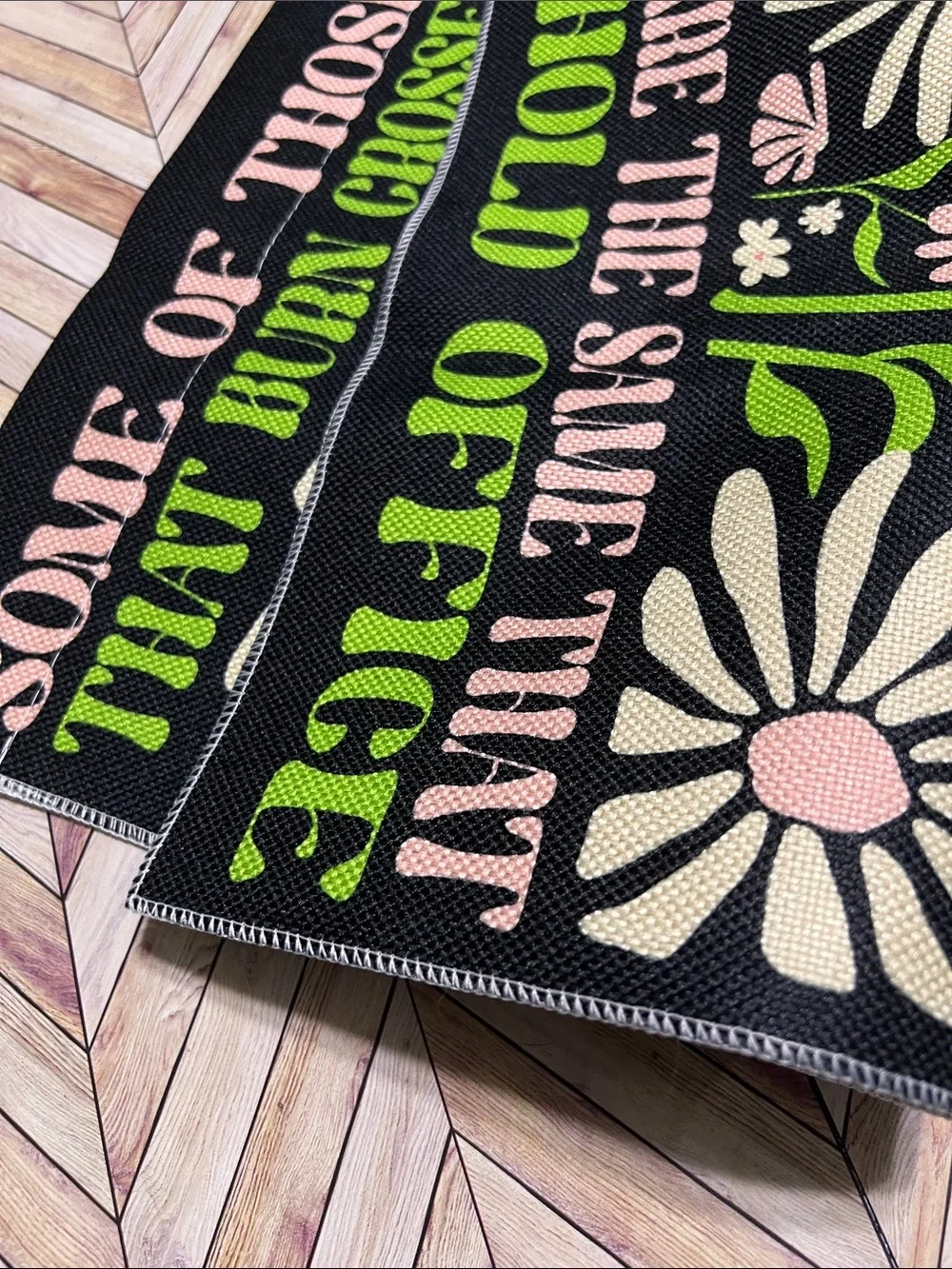 Black Graphic Flag or Tapestry with Pink & Lime Text